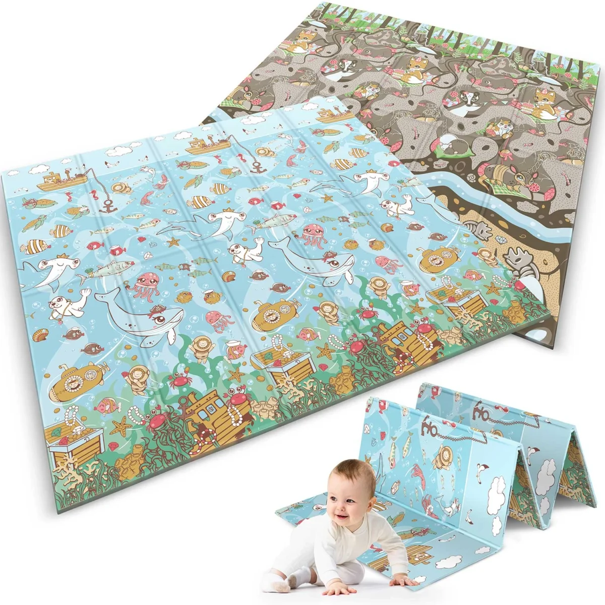 Mata piankowa edukacyjna składana dwustronna dla dzieci 180x200cm - obrazek 6