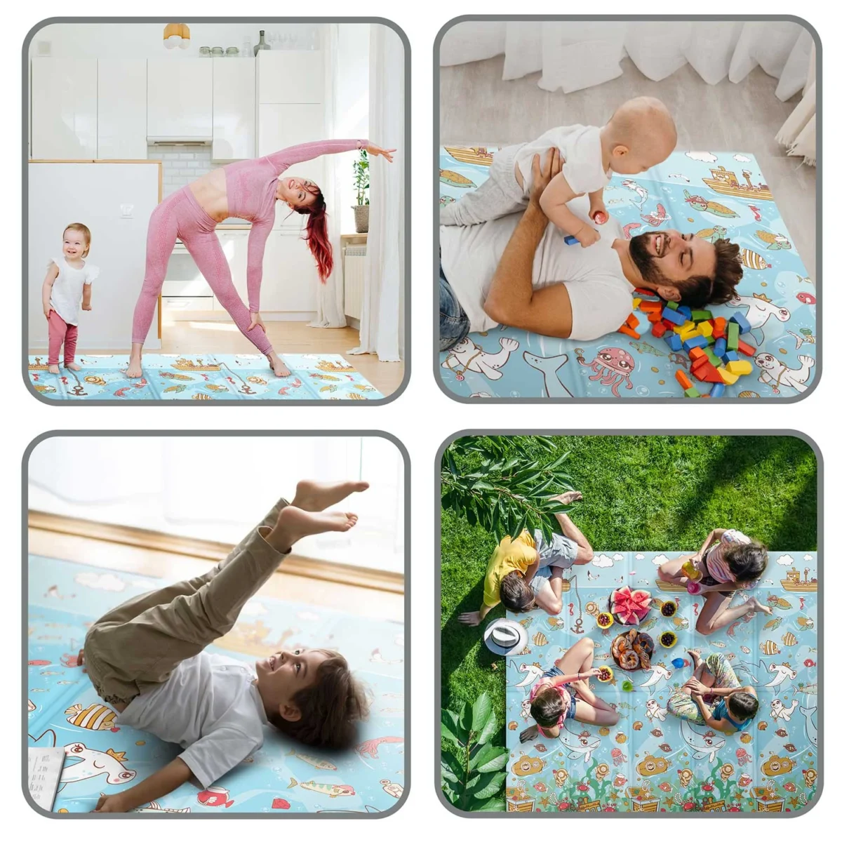 Mata piankowa edukacyjna składana dwustronna dla dzieci 180x200cm - obrazek 2