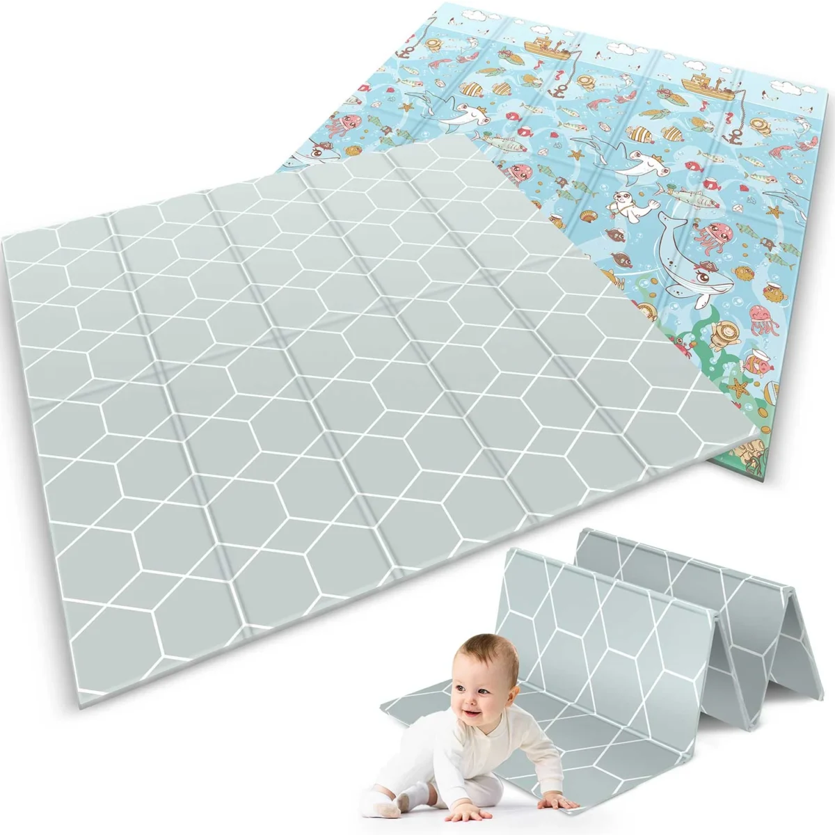 Mata piankowa edukacyjna składana dwustronna dla dzieci 180x200cm - obrazek 4