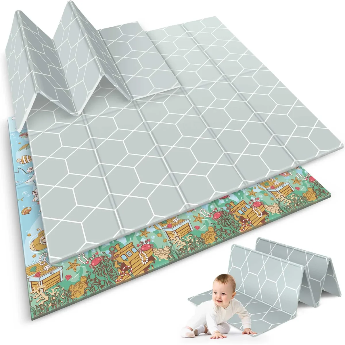 Mata piankowa edukacyjna składana dwustronna dla dzieci 180x200cm - obrazek 5