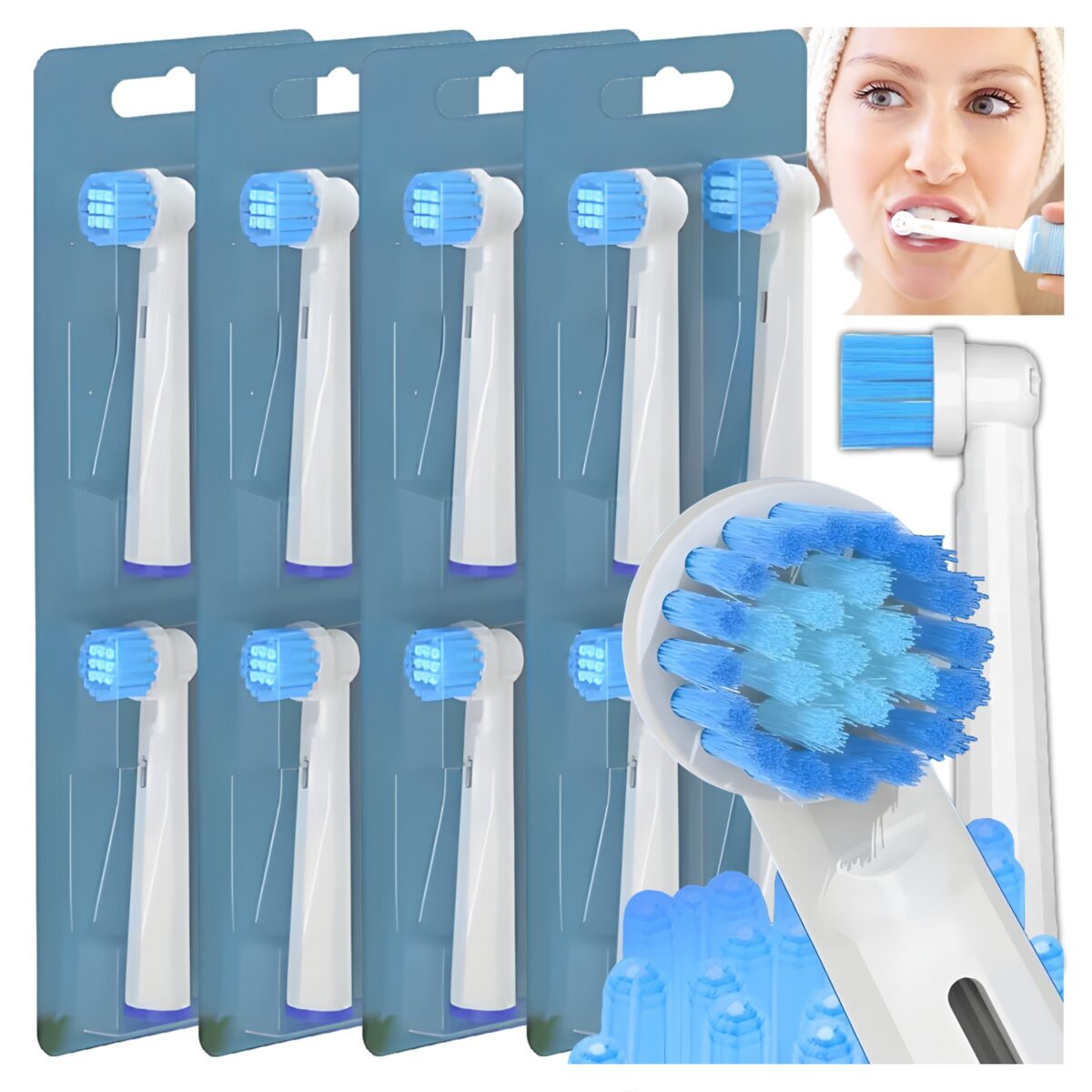 16 sztuk końcówek do szczoteczki elektrycznej EB17 zamiennik Oral B białe miękkie - obrazek 2