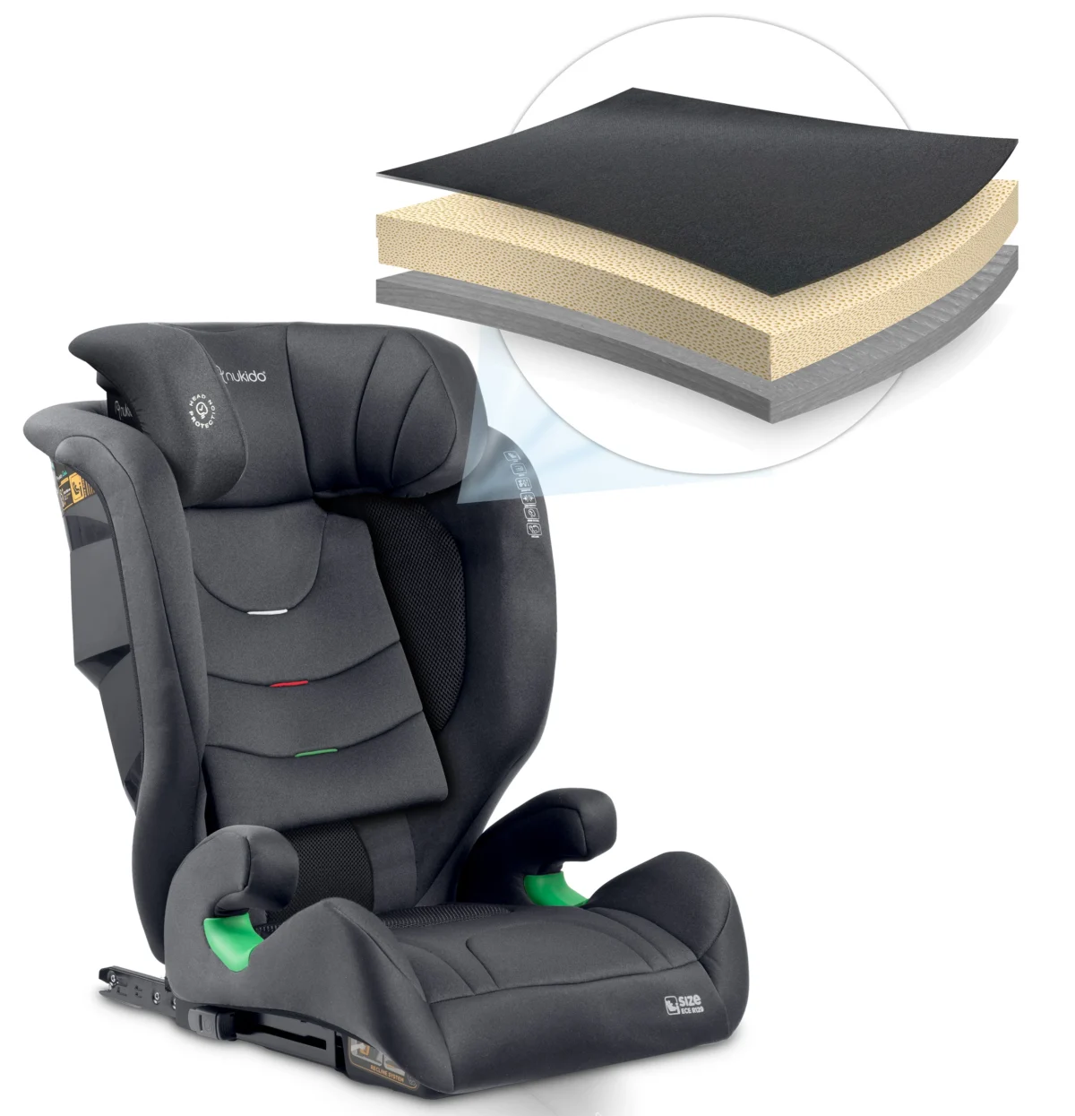 Fotelik samochodowy Nukido Louis Soft szary15-36 kg ISOFIX - obrazek 5