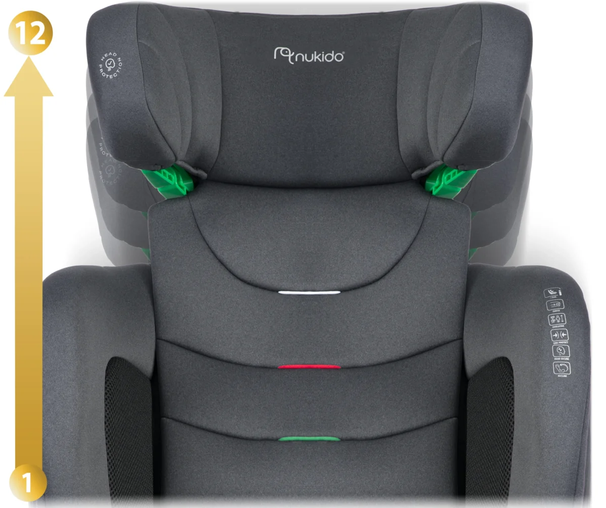 Fotelik samochodowy Nukido Louis Soft szary15-36 kg ISOFIX - obrazek 11