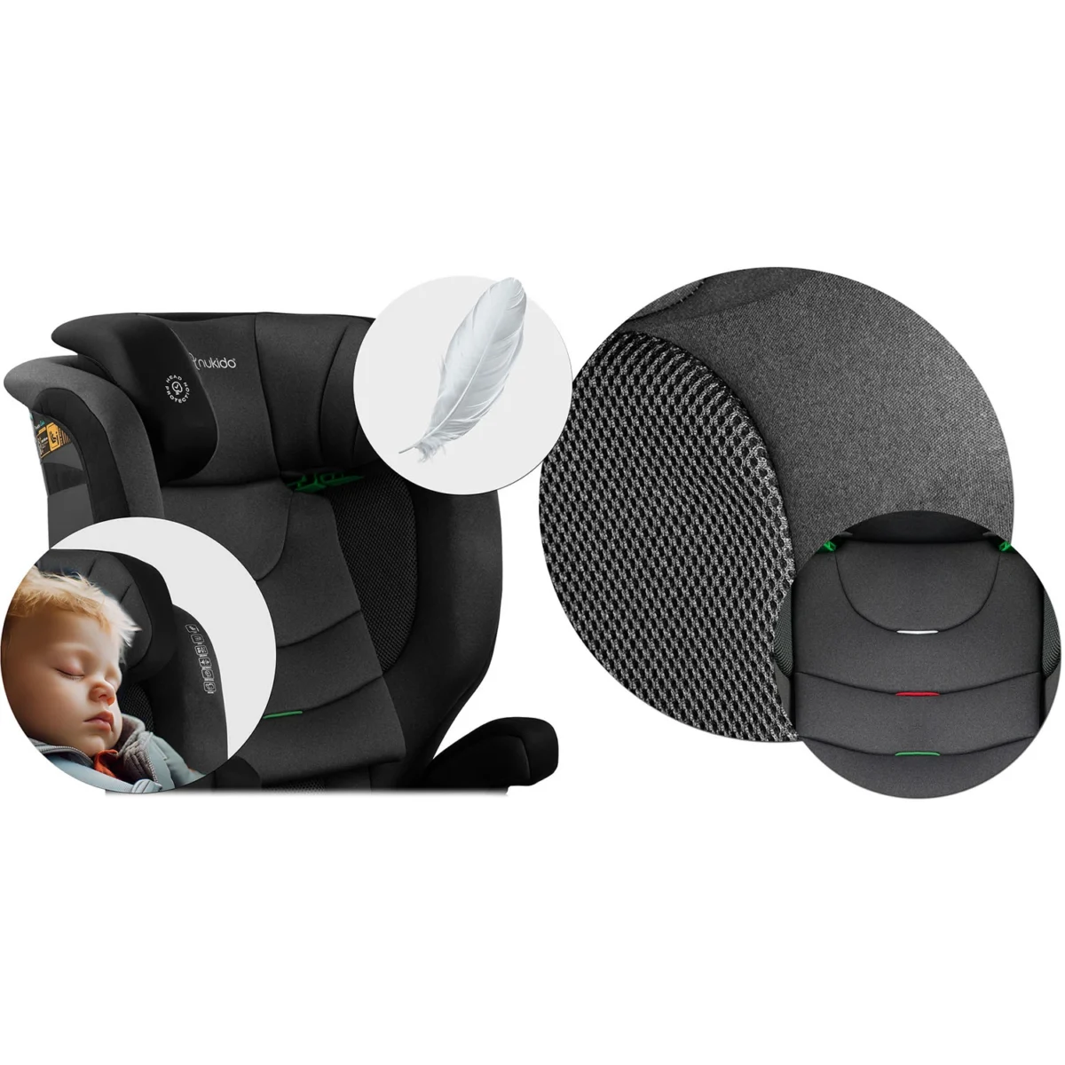 Fotelik samochodowy Nukido Louis Soft czarno-szary 15-36 kg ISOFIX - obrazek 5