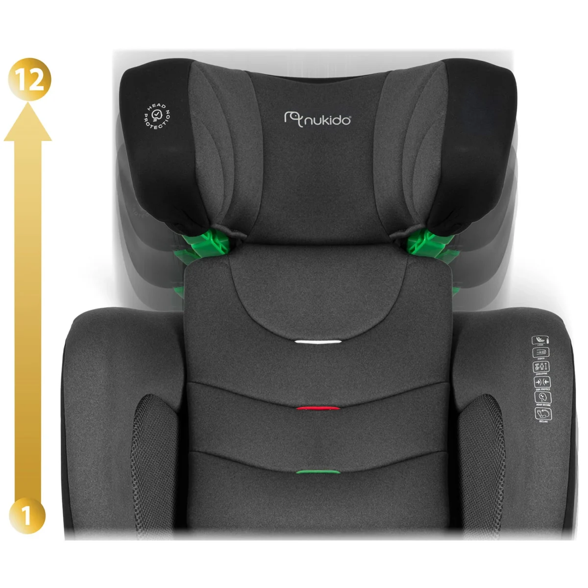 Fotelik samochodowy Nukido Louis Soft czarno-szary 15-36 kg ISOFIX - obrazek 7