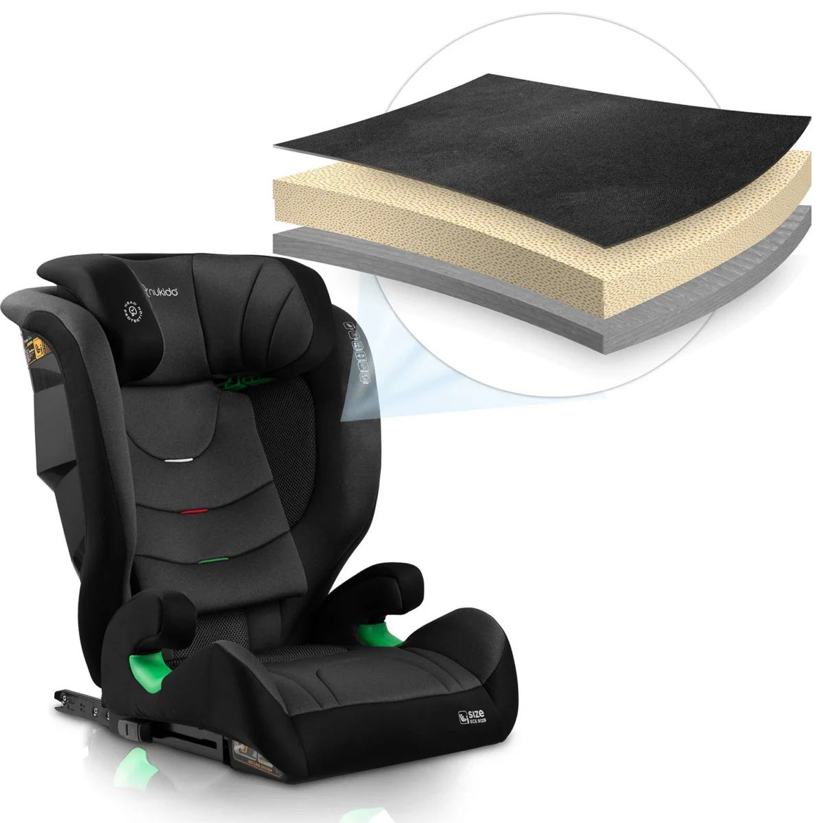 Fotelik samochodowy Nukido Louis Soft czarno-szary 15-36 kg ISOFIX - obrazek 10