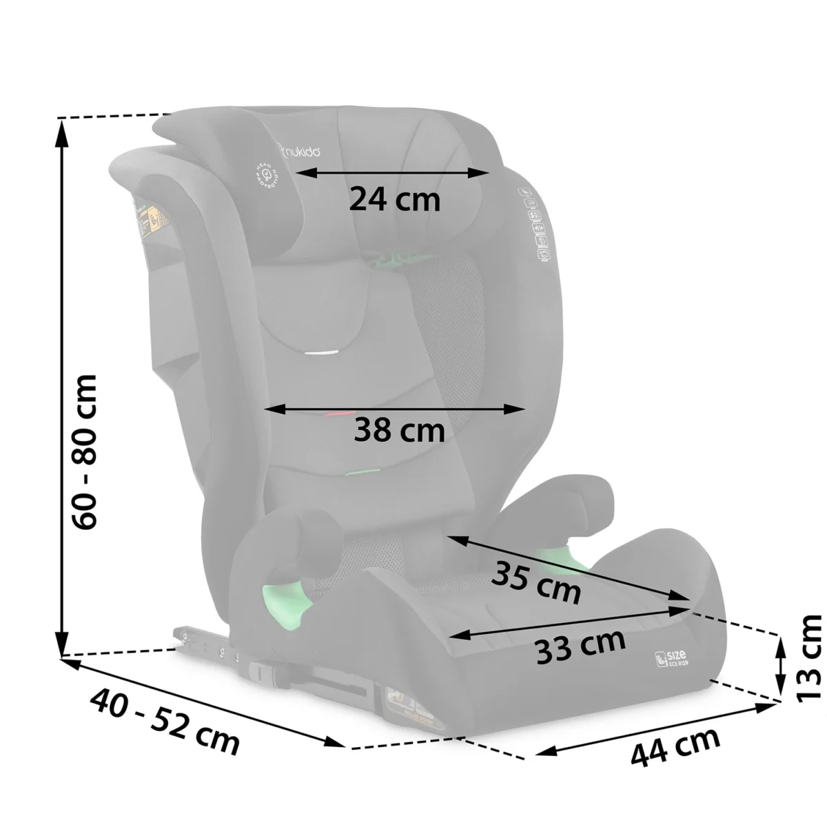 Fotelik samochodowy Nukido Louis Soft czarno-szary 15-36 kg ISOFIX - obrazek 11