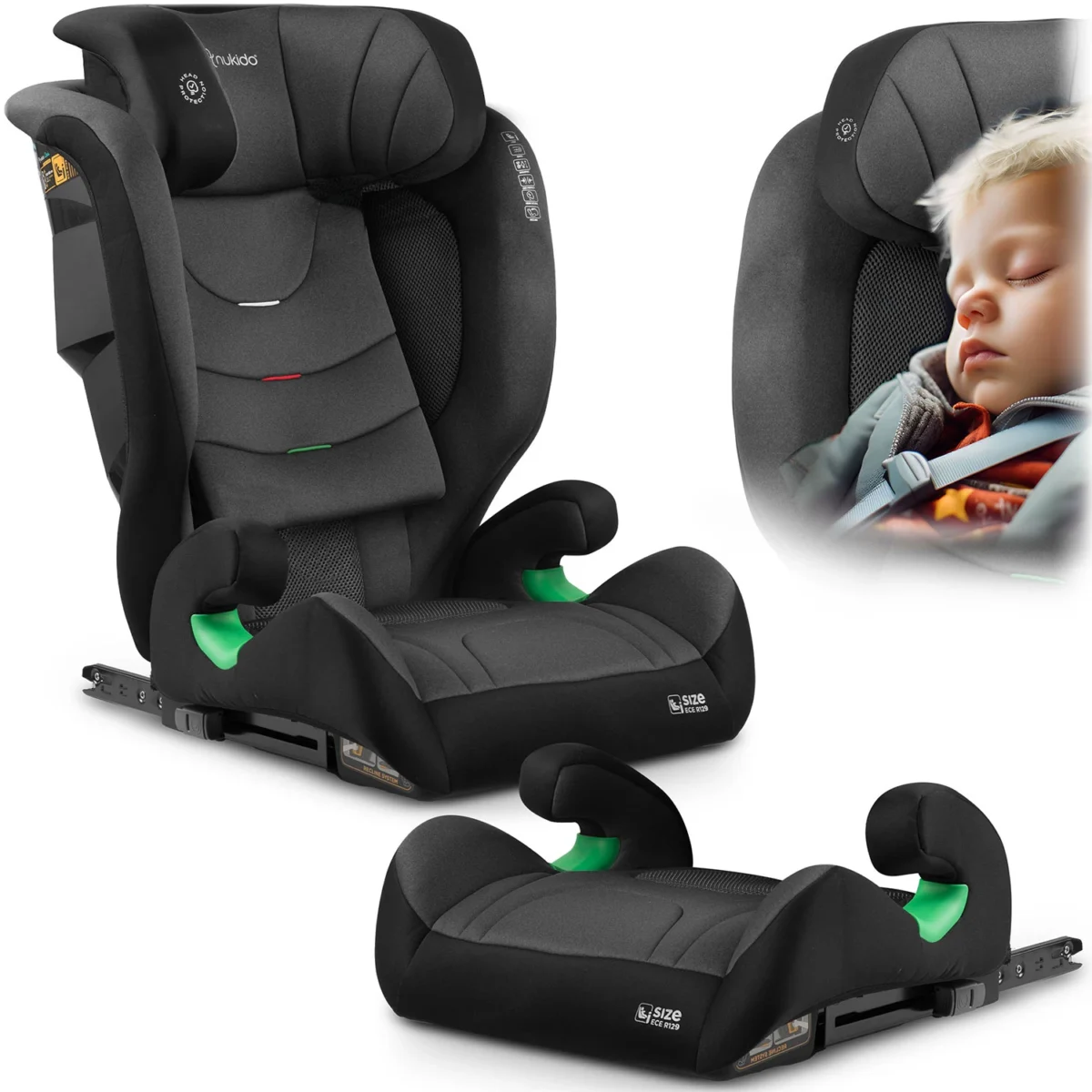 Fotelik samochodowy Nukido Louis Soft czarno-szary 15-36 kg ISOFIX - obrazek 1