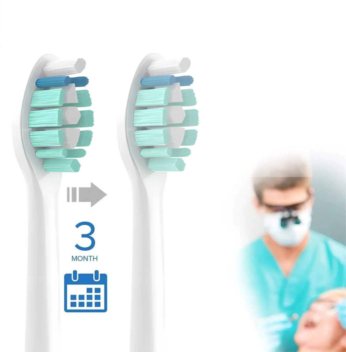 4x Końcówki do szczoteczek elektrycznych Wellmi, Białe  Kompatybilne z Philips Sonicare C2 - obrazek 8