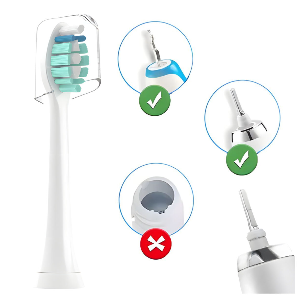 4x Końcówki do szczoteczek elektrycznych Wellmi, Białe  Kompatybilne z Philips Sonicare C2 - obrazek 7