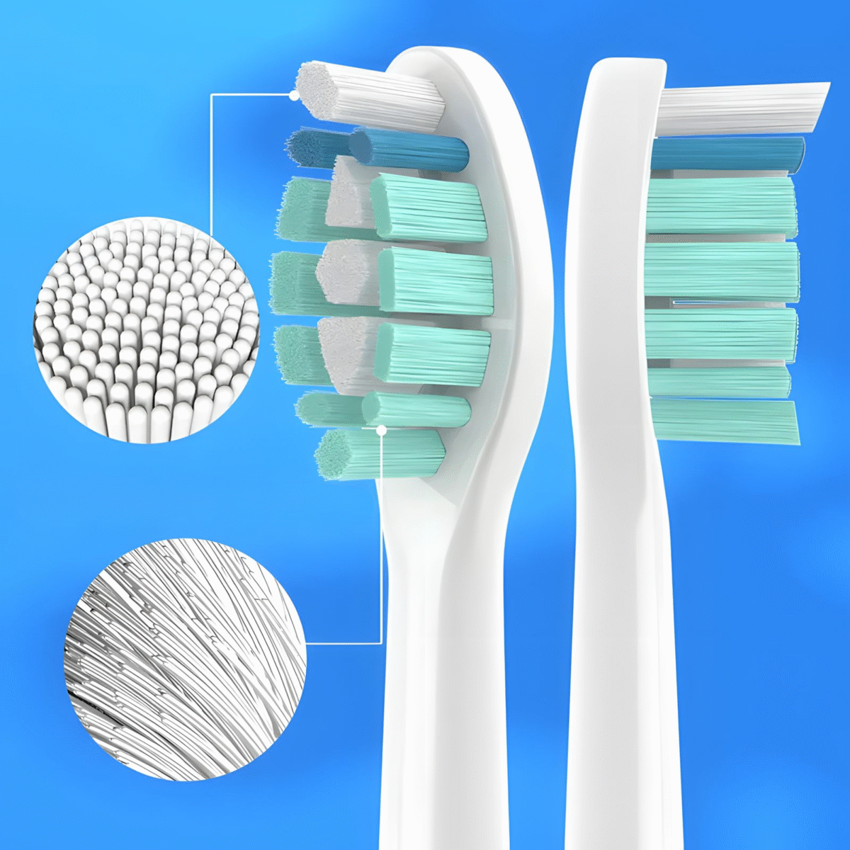 4x Końcówki do szczoteczek elektrycznych Wellmi, Białe  Kompatybilne z Philips Sonicare C2 - obrazek 3