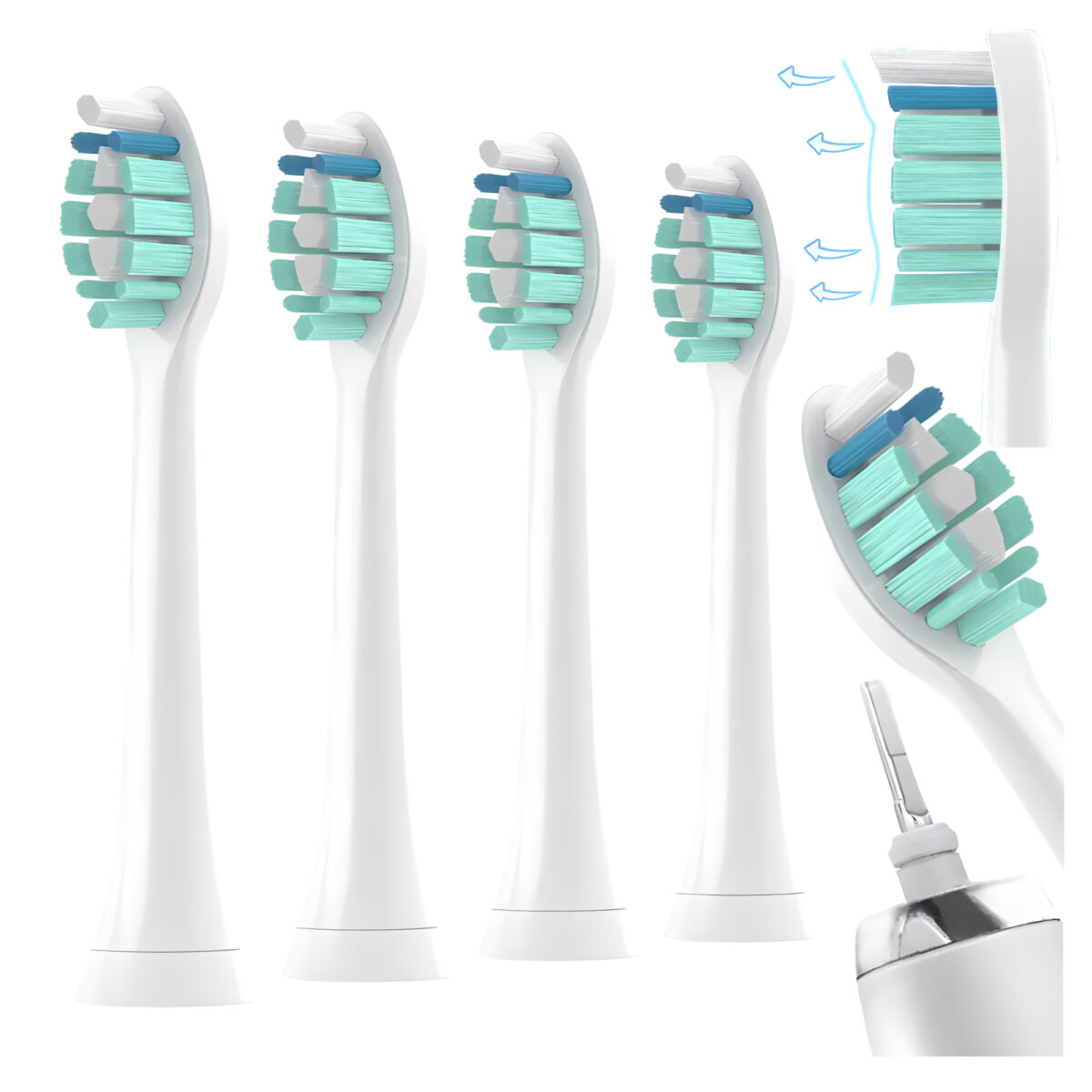 4x Końcówki do szczoteczek elektrycznych Wellmi, Białe  Kompatybilne z Philips Sonicare C2 - obrazek 1