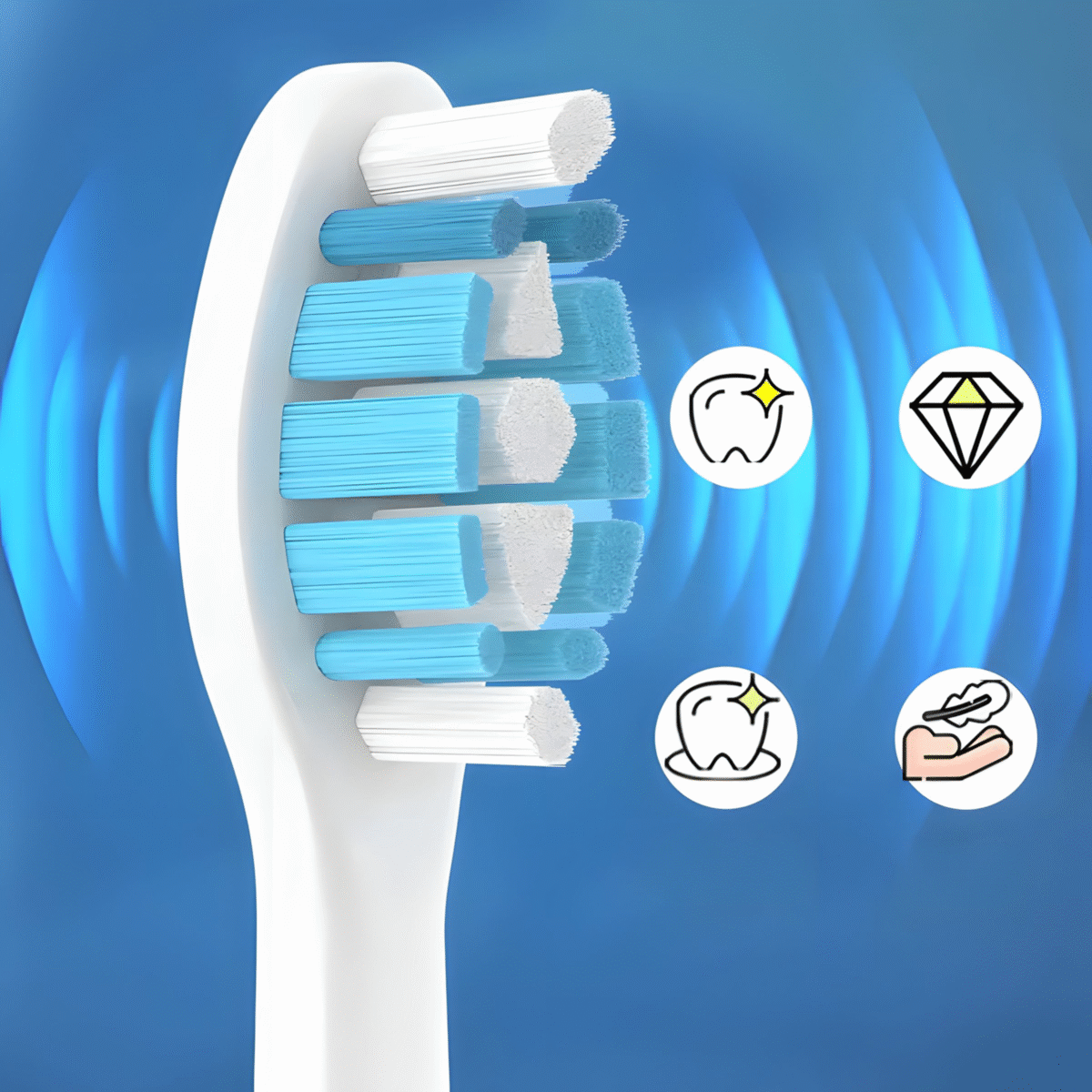 4x Końcówki do szczoteczek elektrycznych Wellmi, Białe  Kompatybilne z Philips Sonicare G2 - obrazek 4