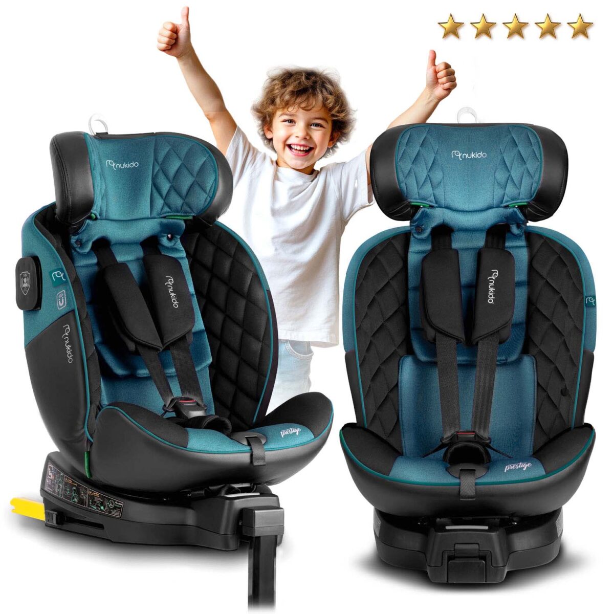 Fotelik samochodowy Nukido Prestige Line czarno-niebieski 0-36 kg ISOFIX - obrazek 8