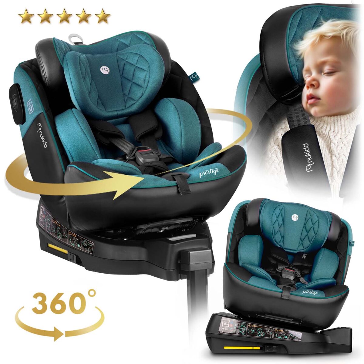 Fotelik samochodowy Nukido Prestige Line czarno-niebieski 0-36 kg ISOFIX - obrazek 10