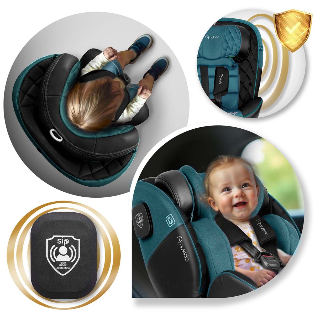 Fotelik samochodowy Nukido Prestige Line czarno-niebieski 0-36 kg ISOFIX - obrazek 12
