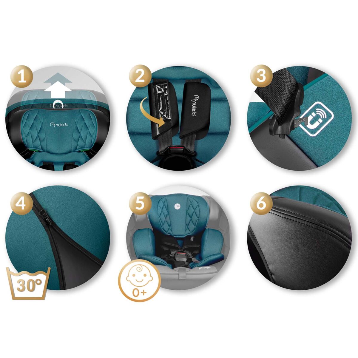 Fotelik samochodowy Nukido Prestige Line czarno-niebieski 0-36 kg ISOFIX - obrazek 13