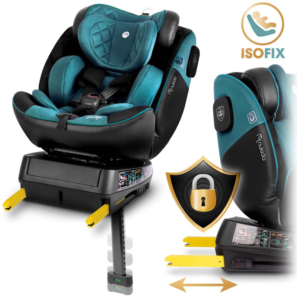 Fotelik samochodowy Nukido Prestige Line czarno-niebieski 0-36 kg ISOFIX - obrazek 15