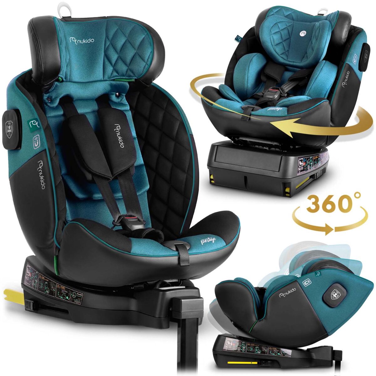 Fotelik samochodowy Nukido Prestige Line czarno-niebieski 0-36 kg ISOFIX - obrazek 16