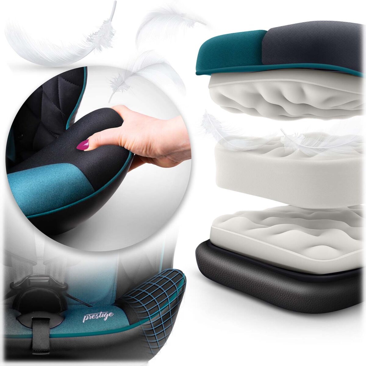 Fotelik samochodowy Nukido Prestige Line czarno-niebieski 0-36 kg ISOFIX - obrazek 17