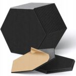 PANELE ŚCIENNE FILCOWE CZARNE akustyczne samoprzylepne wygłuszające Hexagon - obrazek 7
