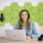 PANELE ŚCIENNE FILCOWE ZIELONE akustyczne samoprzylepne wygłuszając Hexagon