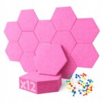PANELE ŚCIENNE FILCOWE RÓŻOWE akustyczne samoprzylepne wygłuszające Hexagon - obrazek 13