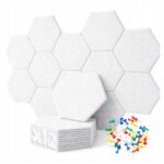 PANELE ŚCIENNE FILCOWE BIAŁE akustyczne samoprzylepne wygłuszające Hexagon