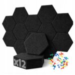 PANELE ŚCIENNE FILCOWE CZARNE akustyczne samoprzylepne wygłuszające Hexagon - obrazek 12