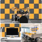 Panel ścienny samoprzylepny filcowy Zagłówek Mata wygłuszająca 30cm Żółty - obrazek 4