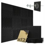PANELE ŚCIENNE FILCOWE 3D CZARNE akustyczne samoprzylepne Mata wygłuszająca - obrazek 10