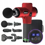 PISTOLET DO MASAŻU MASAŻER PLECÓW CIAŁA MASSAGE GUN 6 KOŃCÓWEK LCD CZERWONY - obrazek 8
