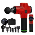 PISTOLET DO MASAŻU MASAŻER PLECÓW CIAŁA MASSAGE GUN 6 KOŃCÓWEK LCD CZERWONY - obrazek 13