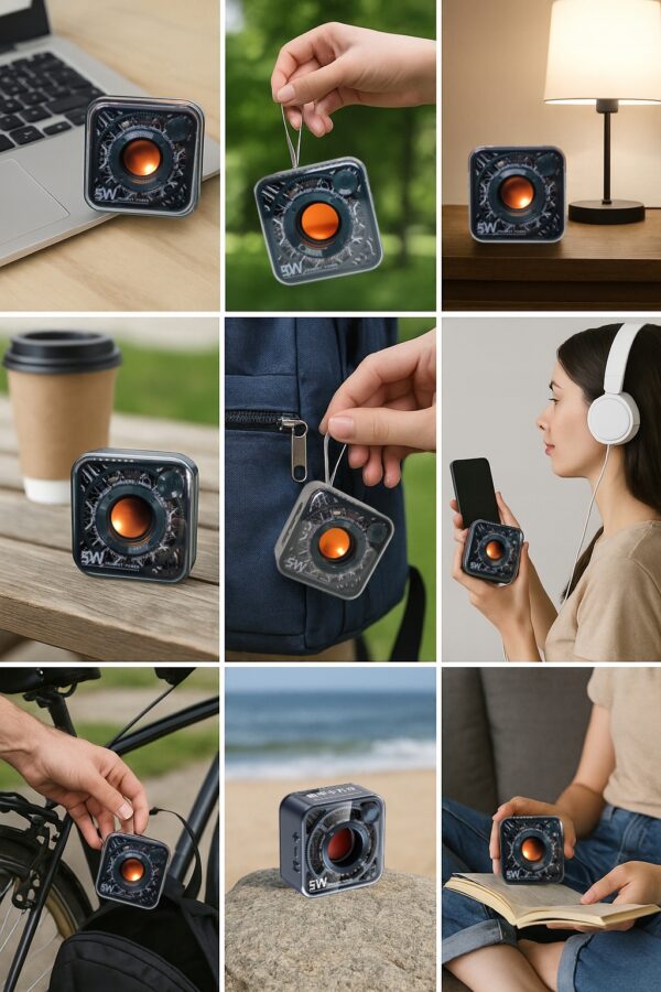 GŁOŚNIK BLUETOOTH PRZENOŚNY BEZPRZEWODOWY 5W BASS MicroSD 4h Z MIKROFONEM